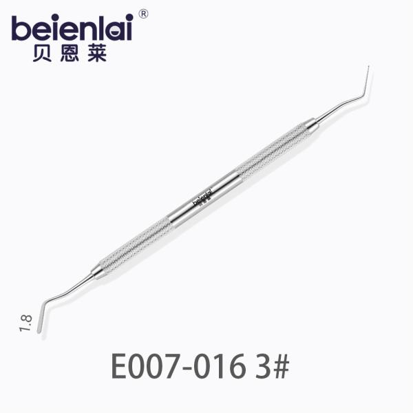 Benlai Gingival Packer E007-016 SXS 3#, Double End Serrated Curved Tip 1.8, φ6.5 Solid Round Handle